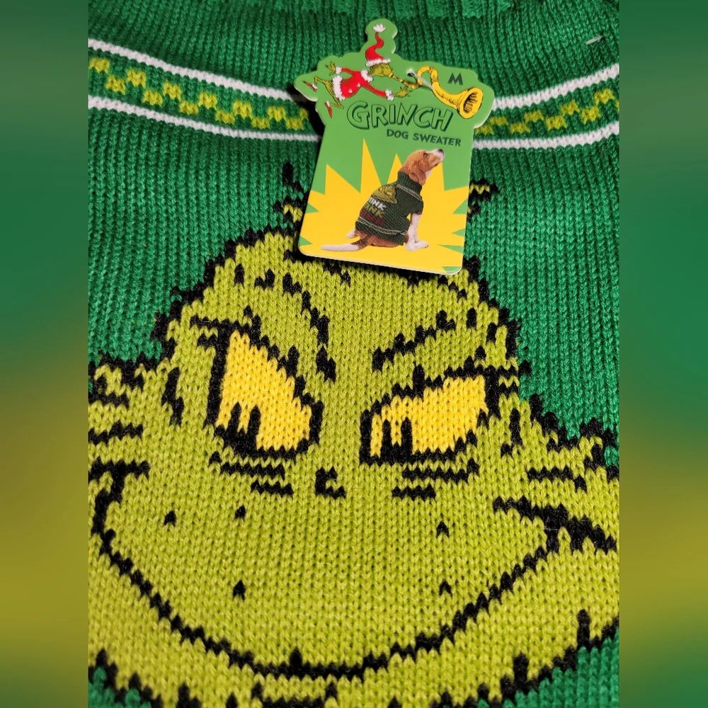Dr Seuss Green Grinch Dog Sweater Stink stank stunck medium